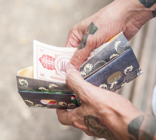 ‘Iconic Kyoto’ Tyvek RFID Slim Wallet with Cash and Credit Cards