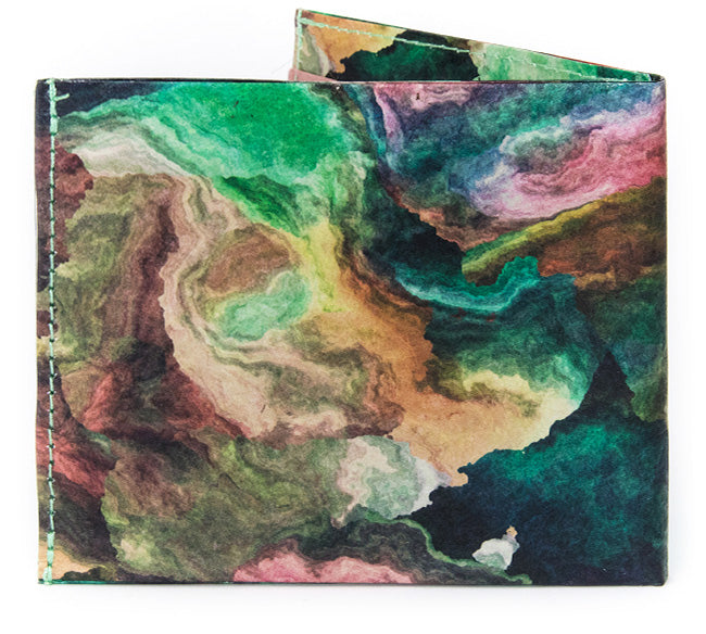 Hand painted leather wallet abstract ART multicolor Colorful fun lots of  slots