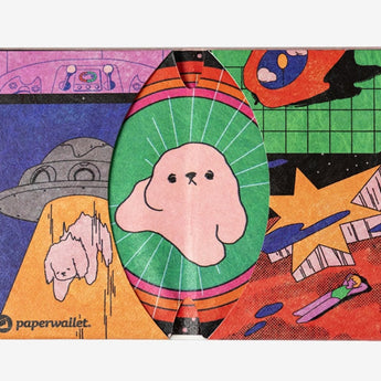 Micro Wallet Space Dog - Open Wallet Outside Design