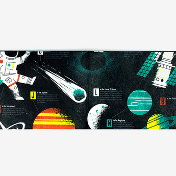 Slim Wallet Space Alphabet - Open Wallet Outside Design