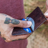 Micro Wallet Brown Leather - Open Wallet Inside Design with cards and cash