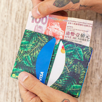 Micro Wallet Leaves - Open Wallet Inside Design with cards and cash
