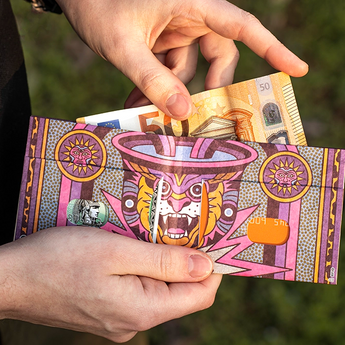 Slim Wallet Blazing Roar - Open Wallet Inside Design with cards and cash