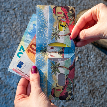Slim Wallet Shangri-la - Open Wallet Inside Design with cards and cash