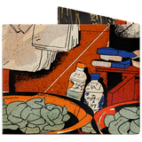Slim Wallet Fish market in the dawn glow - Back Design