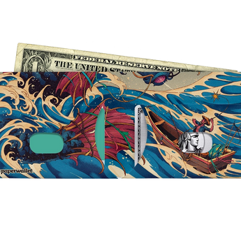 Slim Wallet The Old Man and the Sea - Open Wallet Inside Design with cards and cash