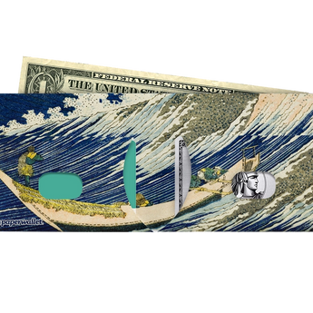 Slim Wallet The Great Wave - Open Wallet Inside Design with cards and cash