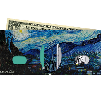Slim Wallet The Starry Night - Open Wallet Inside Design with cards and cash