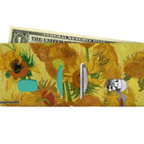 Slim Wallet Sunflowers - Open Wallet Inside Design with cards and cash