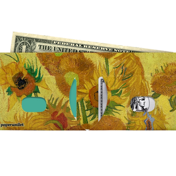 Slim Wallet Sunflowers - Open Wallet Inside Design with cards and cash