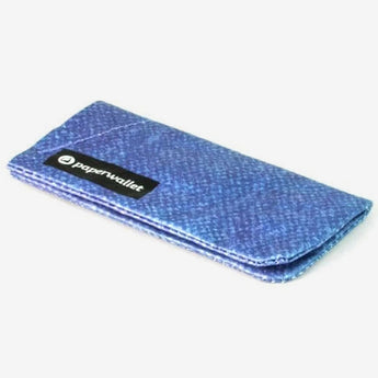 Coin Pouch Blue - Front Design laying flat side view