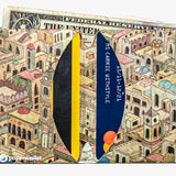 Micro Wallet Pocket Rooftops - Open Wallet Inside Design with cards and cash
