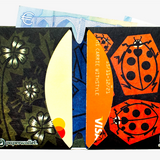 Micro Wallet Super-Duperstitious - Open Wallet Inside Design with cards and cash