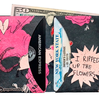 Micro Wallet I Ripped Up The Flowers - Open Wallet Inside Design with cards and cash