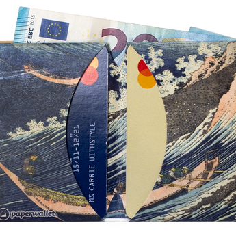 Micro Wallet The Great Wave - Open Wallet Inside Design with cards and cash