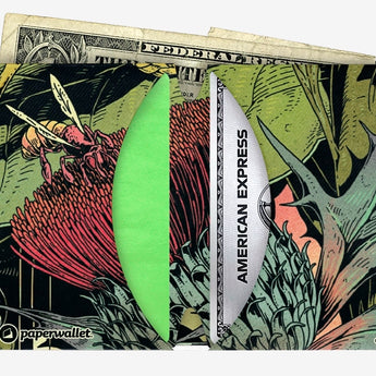 Micro Wallet Bush Cricket - Open Wallet Inside Design with cards and cash