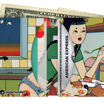 Micro Wallet Midnight Gyoza - Open Wallet Inside Design with cards and cash