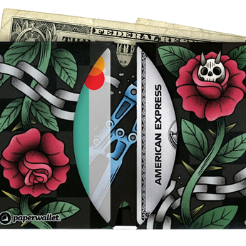 Micro Wallet Roses & Cages - Open Wallet Inside Design with cards and cash