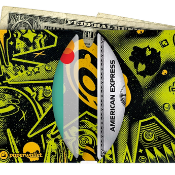 Micro Wallet Acid Planet - Open Wallet Inside Design with cards and cash