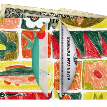 Micro Wallet Garden Quilt - Open Wallet Inside Design with cards and cash