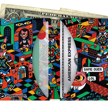Micro Wallet Game Over - Open Wallet Inside Design with cards and cash