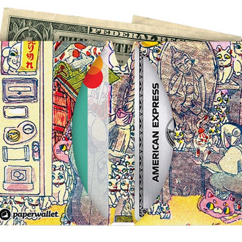 Micro Wallet Maneki Neko - Open Wallet Inside Design with cards and cash