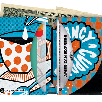 Micro Wallet Fancy a Cuppa? - Open Wallet Inside Design with cards and cash