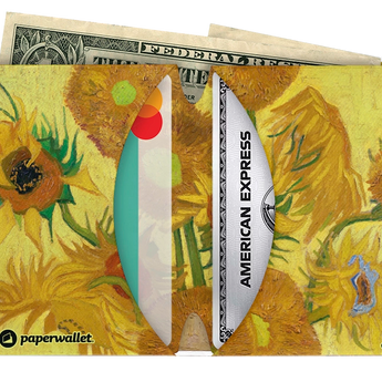 Micro Wallet Sunflowers - Open Wallet Inside Design with cards and cash