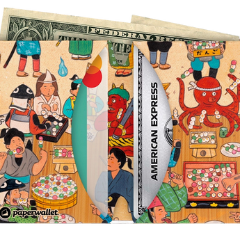 Micro Wallet Mugen Kotowaza Monogatari - Open Wallet Inside Design with cards and cash