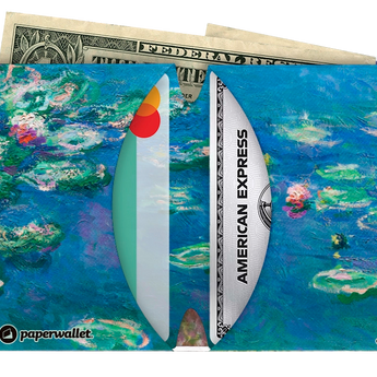 Micro Wallet Water Lily Pond - Open Wallet Inside Design with cards and cash