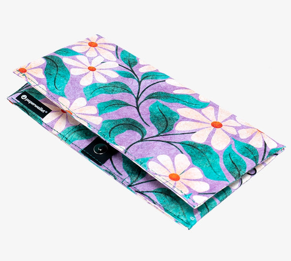 Boho Daisies' Tyvek Clutch Wallet w/ RFID Protection - 9.7 cm x 18