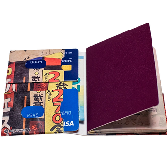 Passport Wallet Tokyo Lights - Open Inside Design with cards and passport