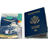 Passport Wallet The Great Wave - Open Inside Design with cards and passport