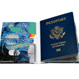 Passport Wallet The Starry Night - Open Inside Design with cards and passport