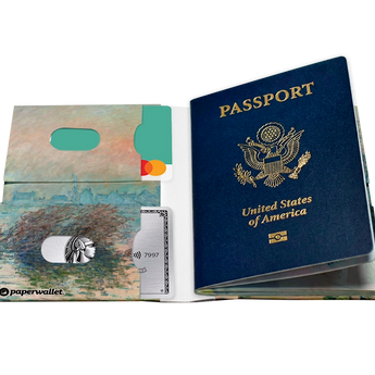 Passport Wallet Impression, Sunrise - Open Inside Design with cards and passport