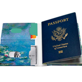 Passport Wallet Water Lily Pond - Open Inside Design with cards and passport