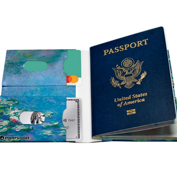 Passport Wallet Water Lily Pond - Open Inside Design with cards and passport