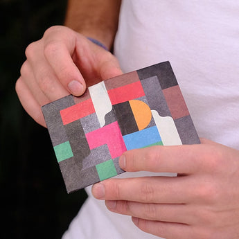 Micro Wallet Geometric Abstraction - Open Wallet Inside Design with cards and cash