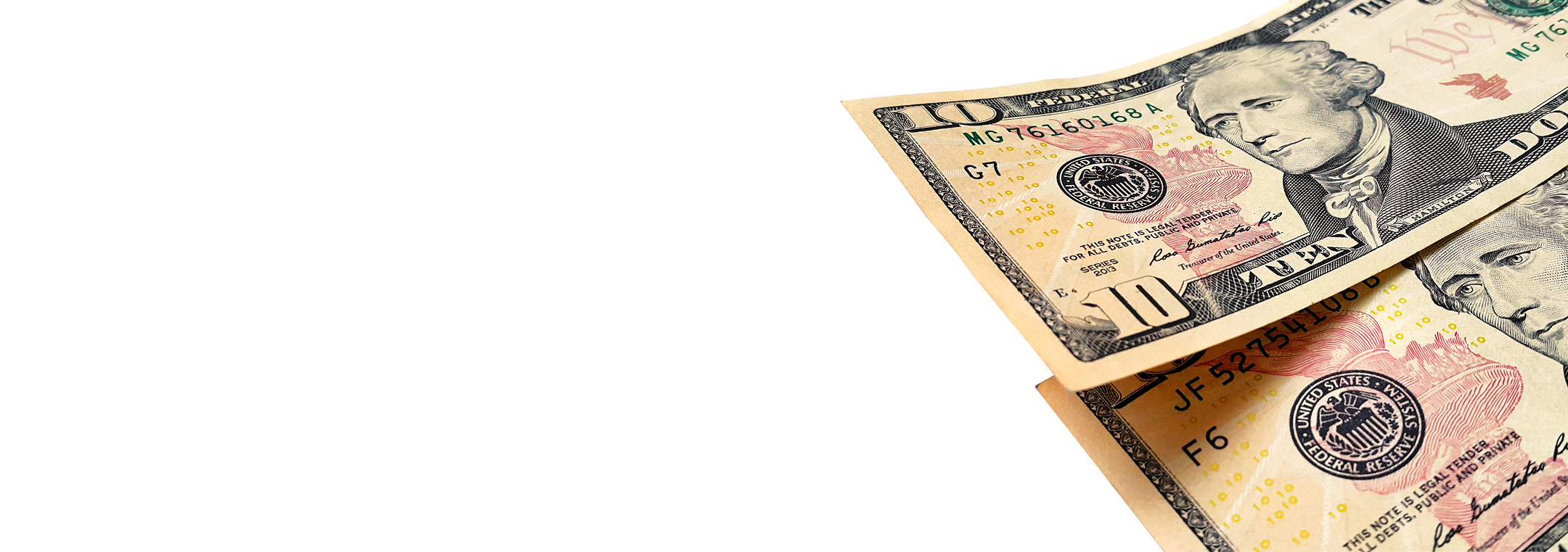 Layered dollar bills