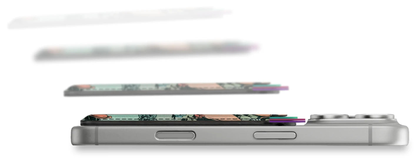 MagSafe wallet snapping onto the back of an iPhone