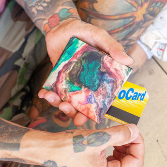 Slim Wallet Effetto Farfalla - Open Wallet Inside Design with cards and cash