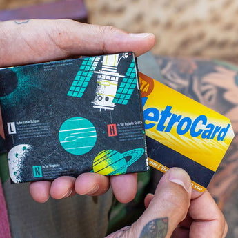 Slim Wallet Space Alphabet - Open Wallet Inside Design with cards and cash