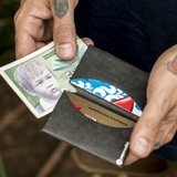 Micro Wallet Jet Black - Open Wallet Inside Design with cards and cash