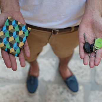 Cubes Slim Wallet In Hand