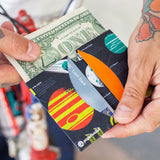 Micro Wallet Space Alphabet - Open Wallet Inside Design with cards and cash
