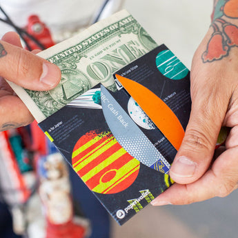 Micro Wallet Space Alphabet - Open Wallet Inside Design with cards and cash