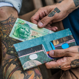Slim Wallet Lunar Path - Open Wallet Inside Design with cards and cash