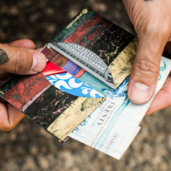 Micro Wallet Lunar Path - Open Wallet Inside Design with cards and cash