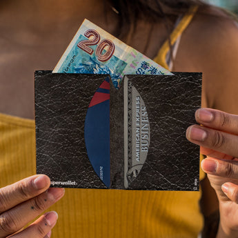 Micro Wallet Leather - Open Wallet Inside Design with cards and cash