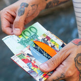 Micro Wallet Clippings - Open Wallet Inside Design with cards and cash